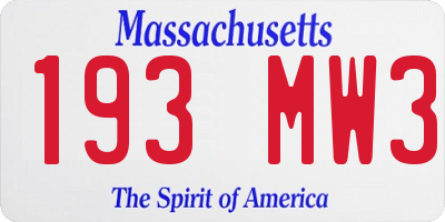 MA license plate 193MW3