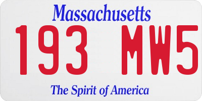 MA license plate 193MW5