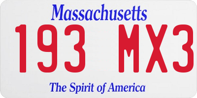 MA license plate 193MX3