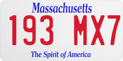 MA license plate 193MX7