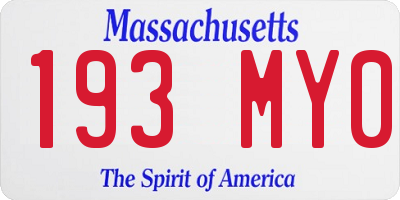 MA license plate 193MY0