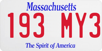 MA license plate 193MY3