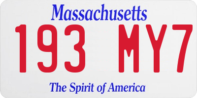 MA license plate 193MY7