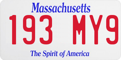 MA license plate 193MY9