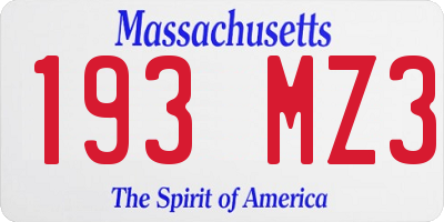 MA license plate 193MZ3