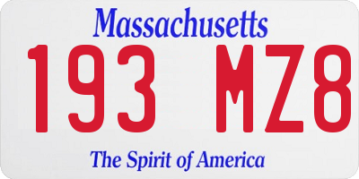 MA license plate 193MZ8