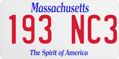 MA license plate 193NC3