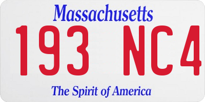 MA license plate 193NC4