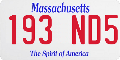 MA license plate 193ND5