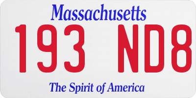MA license plate 193ND8