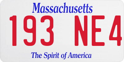 MA license plate 193NE4