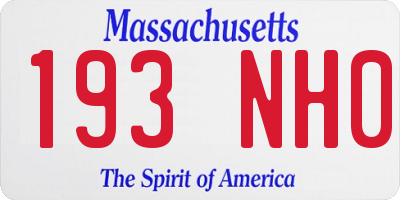 MA license plate 193NH0