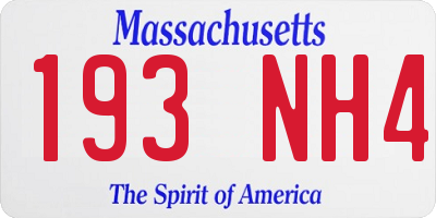 MA license plate 193NH4