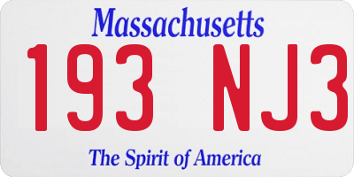 MA license plate 193NJ3