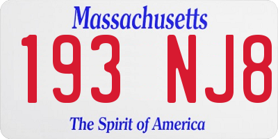 MA license plate 193NJ8