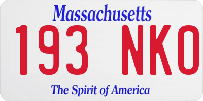 MA license plate 193NK0