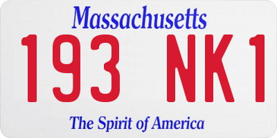 MA license plate 193NK1