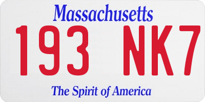 MA license plate 193NK7