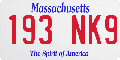 MA license plate 193NK9
