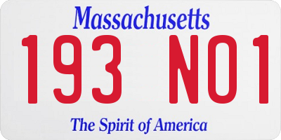 MA license plate 193NO1