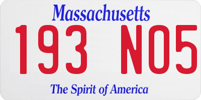 MA license plate 193NO5
