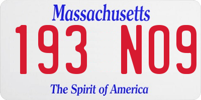 MA license plate 193NO9