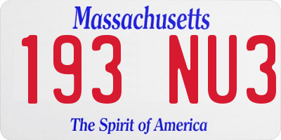 MA license plate 193NU3