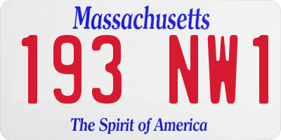 MA license plate 193NW1
