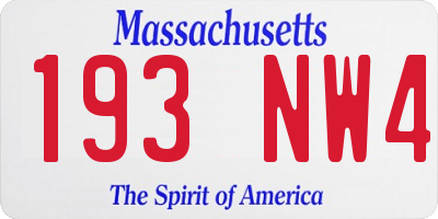MA license plate 193NW4