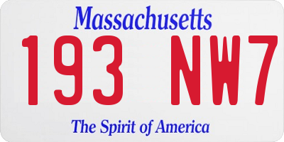MA license plate 193NW7