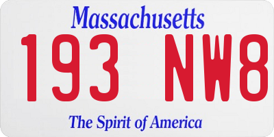 MA license plate 193NW8