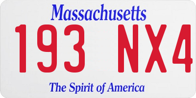 MA license plate 193NX4