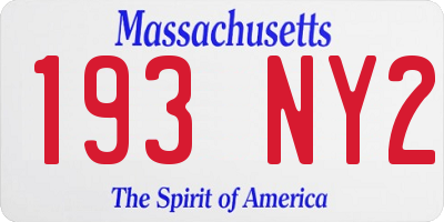 MA license plate 193NY2
