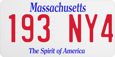 MA license plate 193NY4