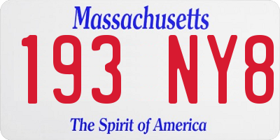 MA license plate 193NY8