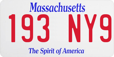 MA license plate 193NY9