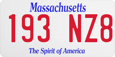 MA license plate 193NZ8