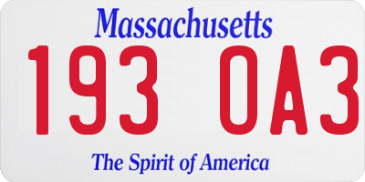 MA license plate 193OA3