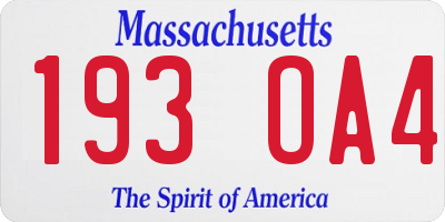 MA license plate 193OA4