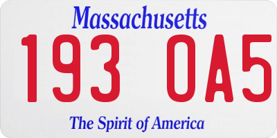 MA license plate 193OA5