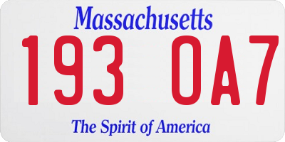 MA license plate 193OA7