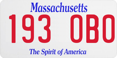 MA license plate 193OB0