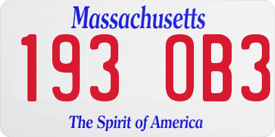 MA license plate 193OB3
