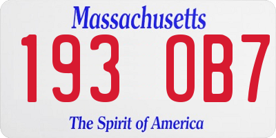 MA license plate 193OB7