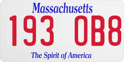 MA license plate 193OB8