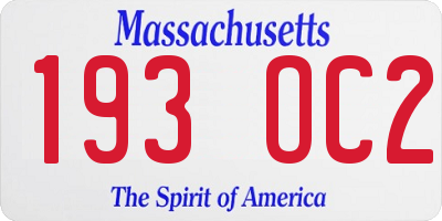 MA license plate 193OC2