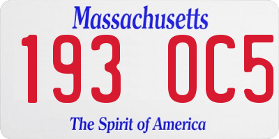 MA license plate 193OC5
