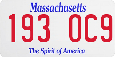 MA license plate 193OC9