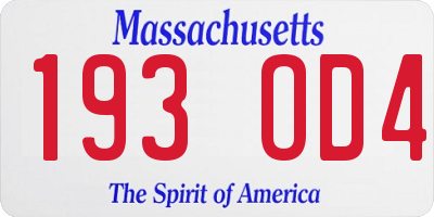 MA license plate 193OD4