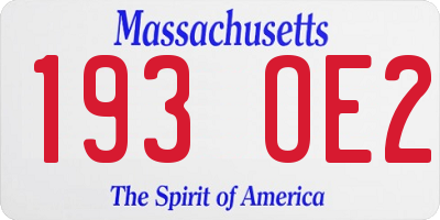 MA license plate 193OE2